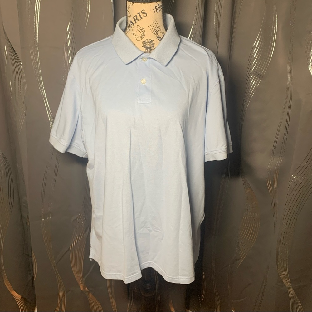 Members Mark Polo Shirt Mens Large Classic Fit Short Sleeve Stretch Cotton Blue